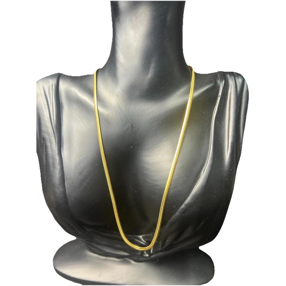 Vintage Style Flat Snake Chain Gold Tone Unsigned Jewelry